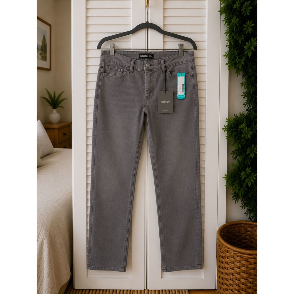Indigo Six Women's Gray Straight Leg Jeans Size 14 NWT 32" Inseam